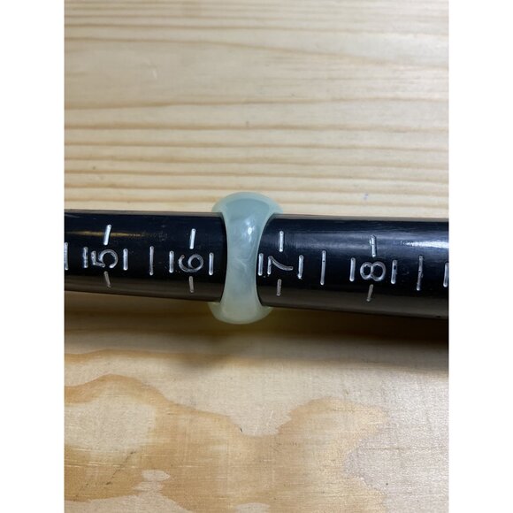 Wide Band Green Resin Ring With Rhinestone Accents - Picture 2 of 5